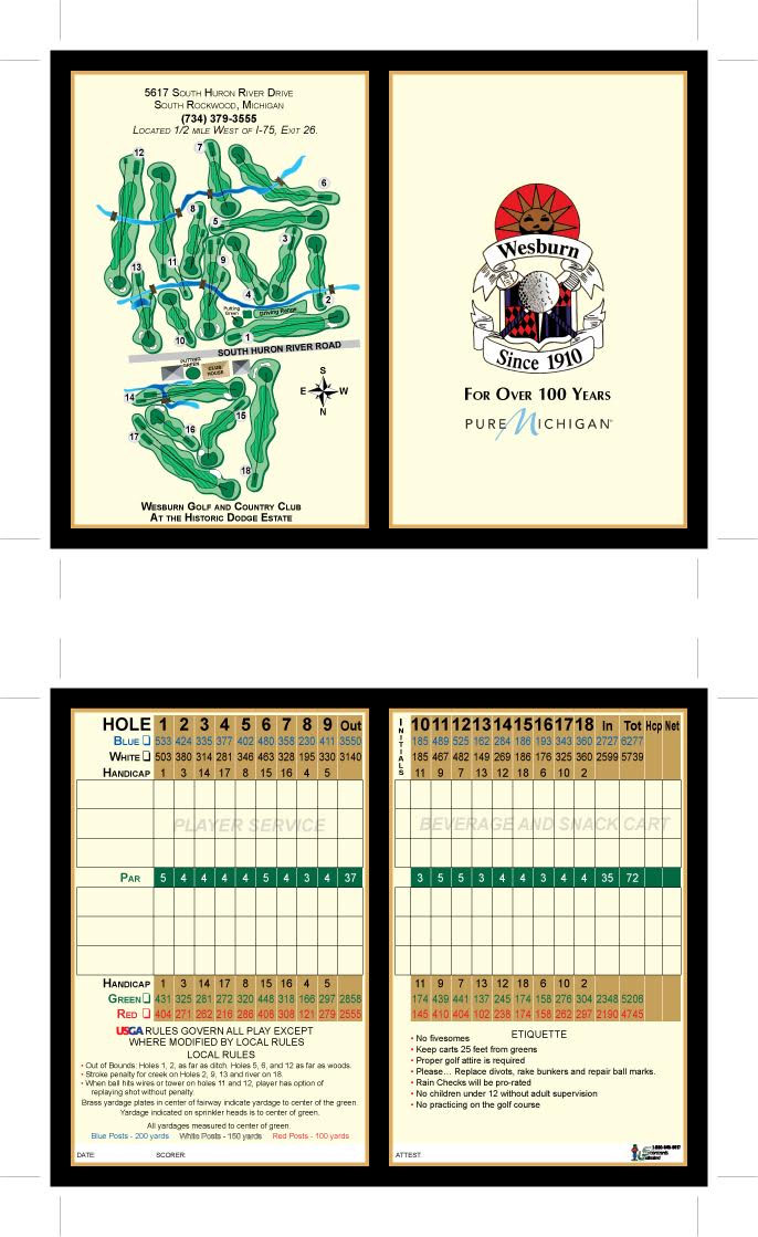 Scorecard - Wesburn Golf Course